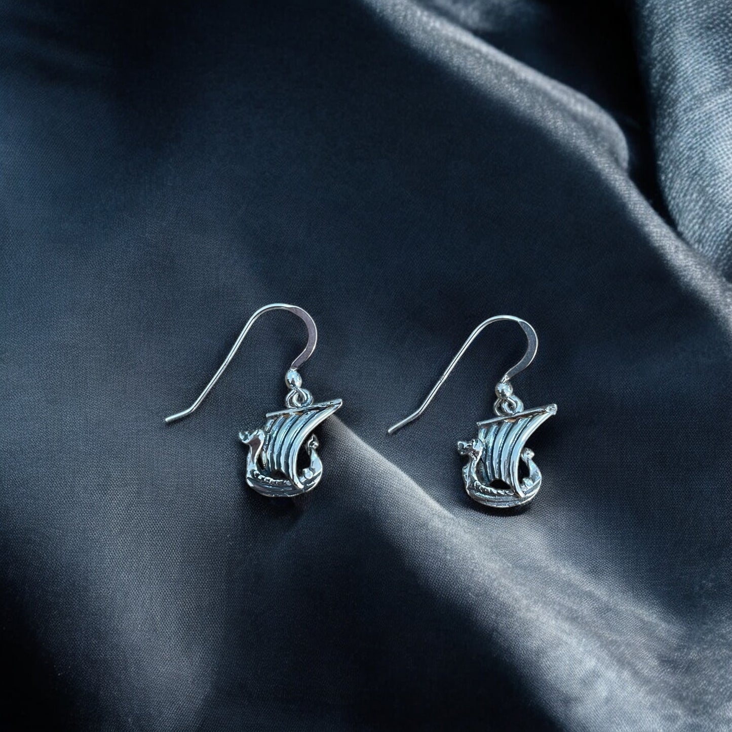 Estonian | Small Viking Boat Earrings - 925 Sterling Silver