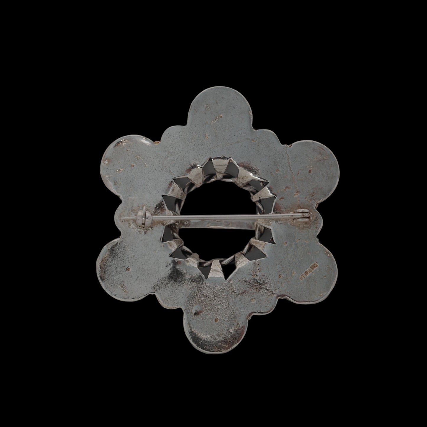 Estonian | Large Flower Brooch - 925 Sterling Silver