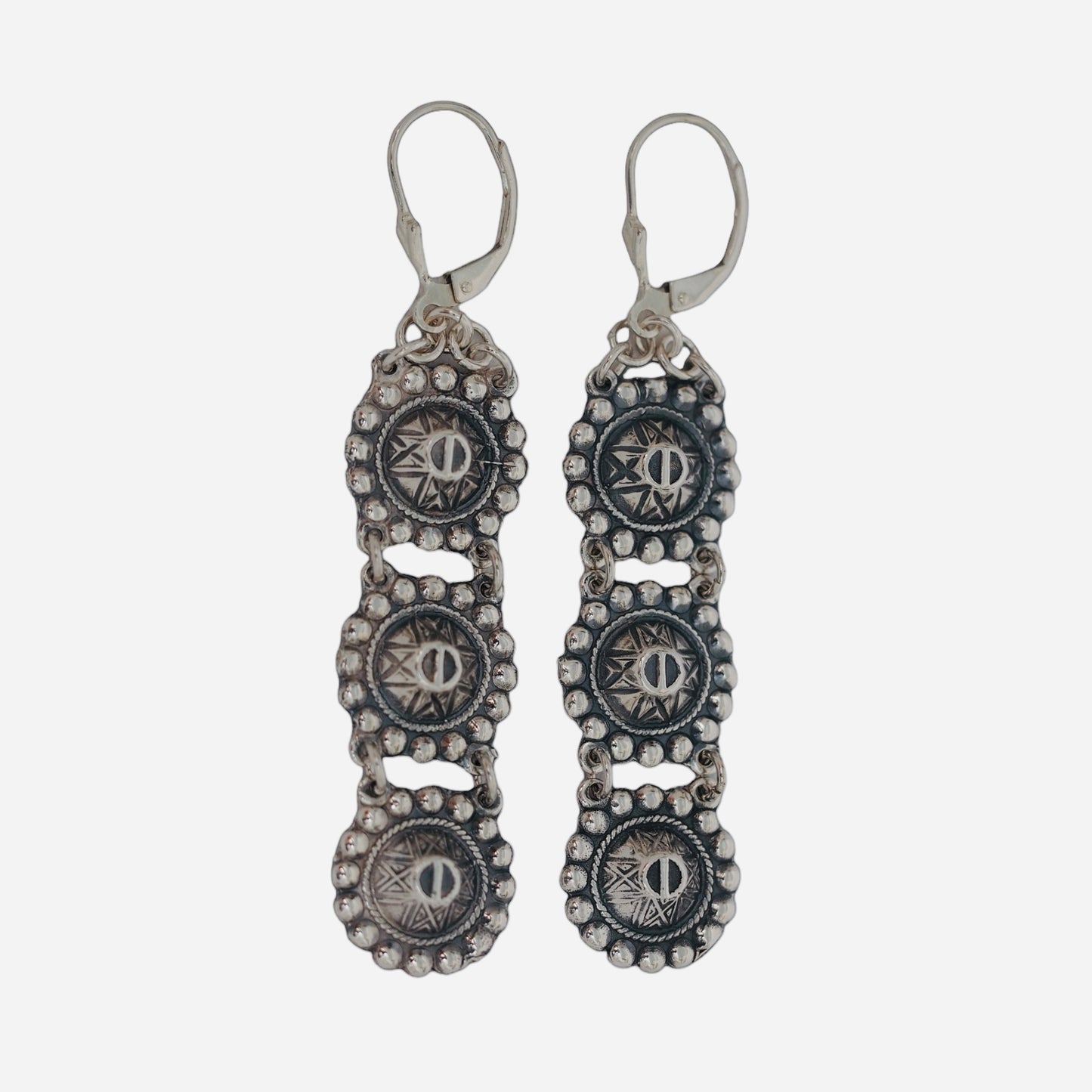 Estonian | Large Shield Earrings - 925 Sterling Silver