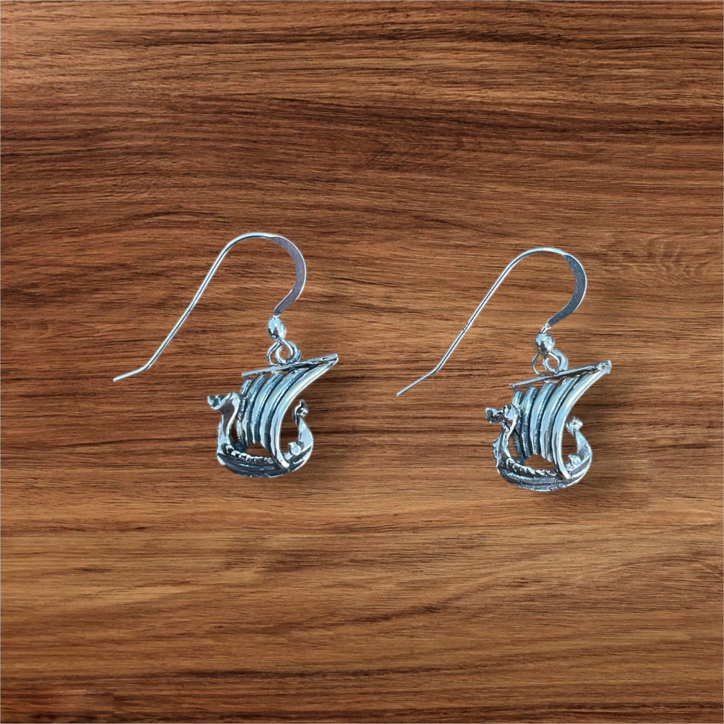 Estonian | Small Viking Boat Earrings - 925 Sterling Silver