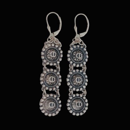 Estonian | Large Shield Earrings - 925 Sterling Silver