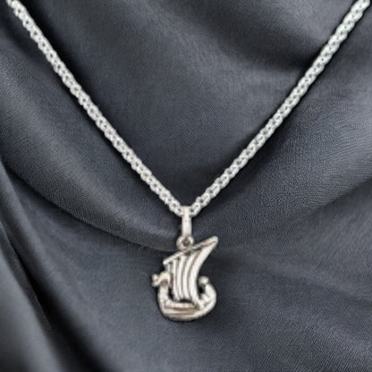 Estonian | Small Viking Boat Necklace - 925 Sterling Silver