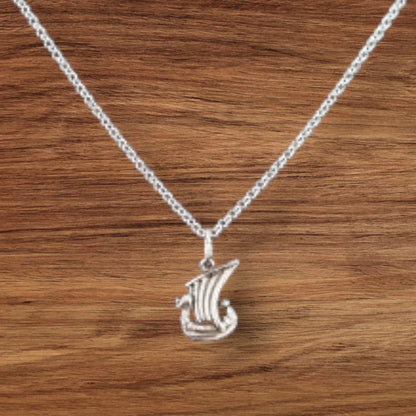 Estonian | Small Viking Boat Necklace - 925 Sterling Silver