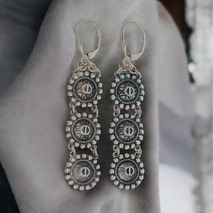 Estonian | Large Shield Earrings - 925 Sterling Silver